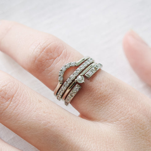 Shared Claw Half Eternity Band in White Gold